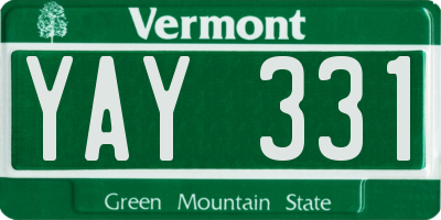 VT license plate YAY331