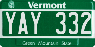 VT license plate YAY332