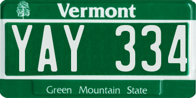 VT license plate YAY334