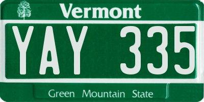 VT license plate YAY335