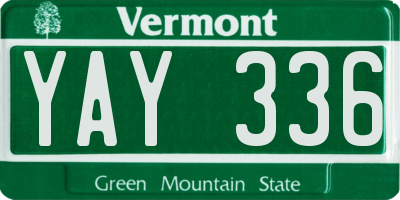VT license plate YAY336