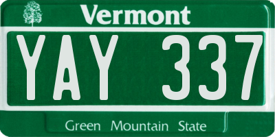VT license plate YAY337