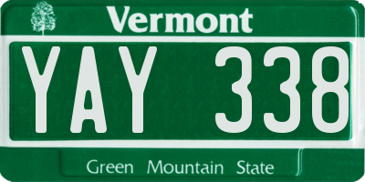 VT license plate YAY338