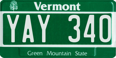 VT license plate YAY340