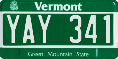 VT license plate YAY341