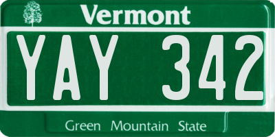 VT license plate YAY342