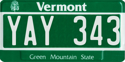 VT license plate YAY343