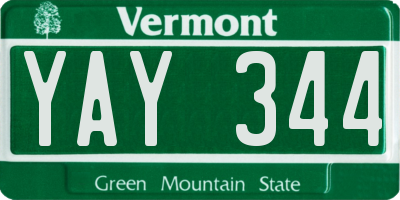 VT license plate YAY344
