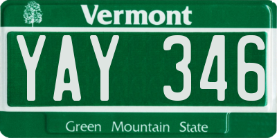 VT license plate YAY346