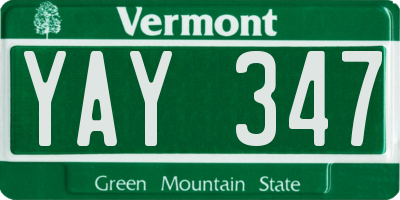 VT license plate YAY347