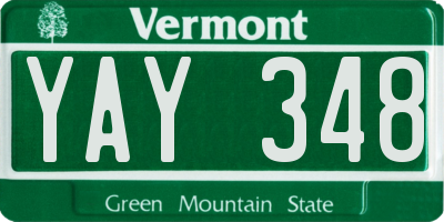 VT license plate YAY348