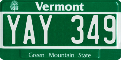 VT license plate YAY349