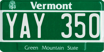 VT license plate YAY350