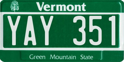 VT license plate YAY351