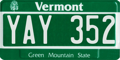 VT license plate YAY352