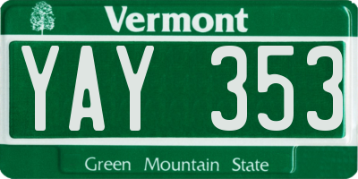 VT license plate YAY353