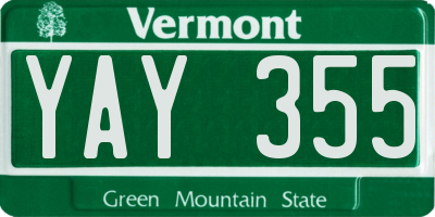 VT license plate YAY355