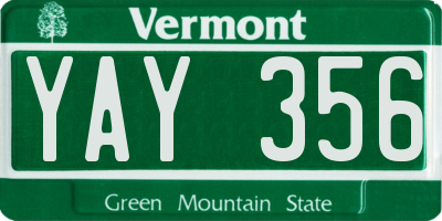 VT license plate YAY356