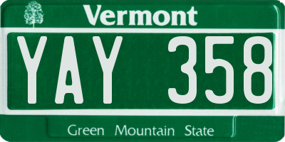 VT license plate YAY358