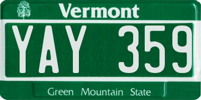 VT license plate YAY359