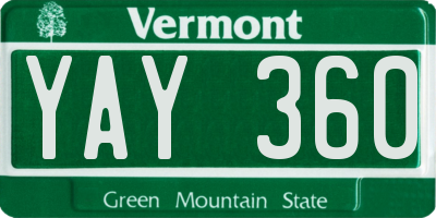 VT license plate YAY360