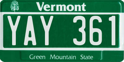 VT license plate YAY361