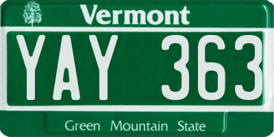 VT license plate YAY363