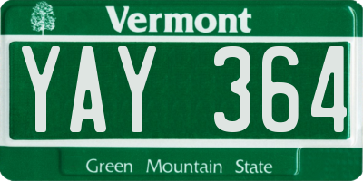 VT license plate YAY364