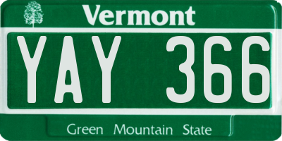 VT license plate YAY366