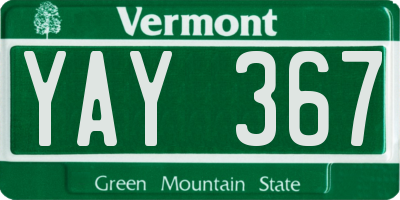 VT license plate YAY367