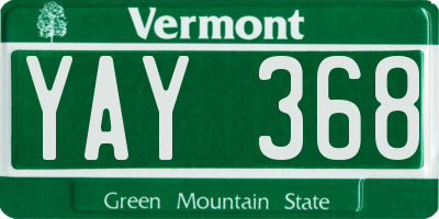 VT license plate YAY368