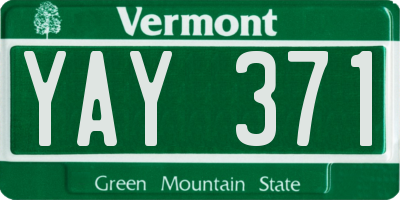 VT license plate YAY371