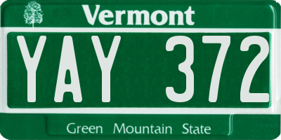 VT license plate YAY372