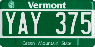 VT license plate YAY375