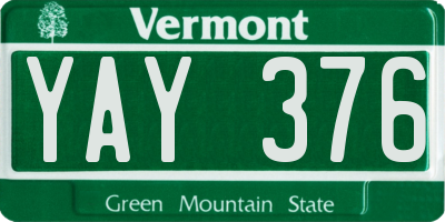 VT license plate YAY376