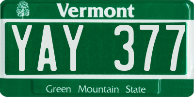 VT license plate YAY377