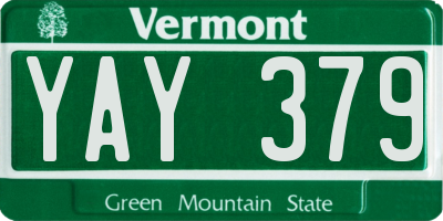VT license plate YAY379