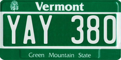 VT license plate YAY380