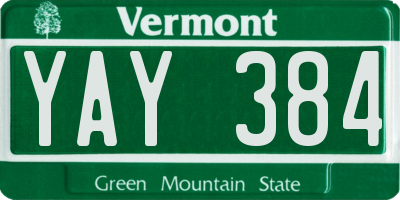 VT license plate YAY384
