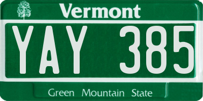 VT license plate YAY385