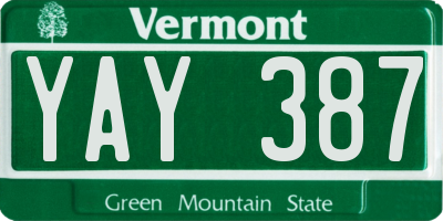 VT license plate YAY387