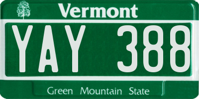 VT license plate YAY388