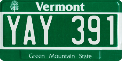 VT license plate YAY391