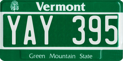 VT license plate YAY395