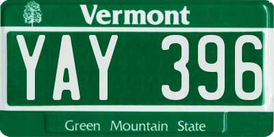 VT license plate YAY396