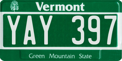 VT license plate YAY397