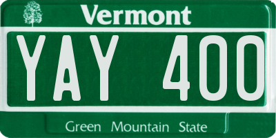 VT license plate YAY400