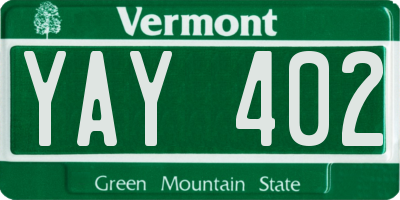 VT license plate YAY402