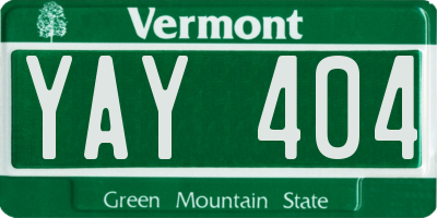 VT license plate YAY404