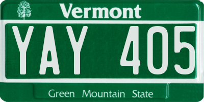 VT license plate YAY405